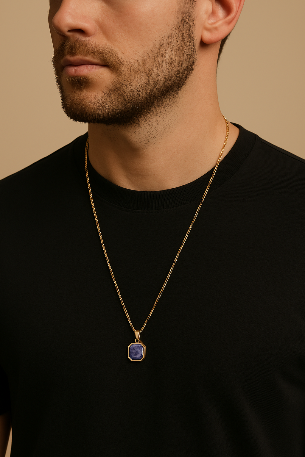 Collier en acier inoxydable noir pur