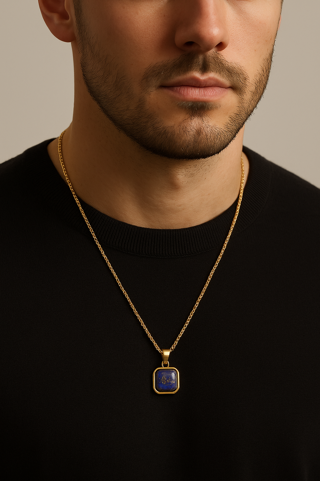 Collier en acier inoxydable noir pur