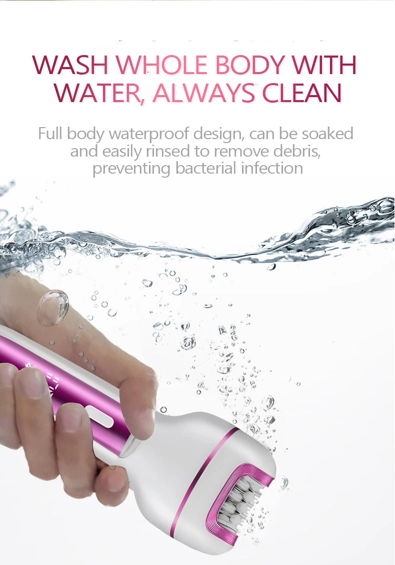 Épilateur Électrique 3-en-1 Rechargeable pour Femme – Rasoir Visage, Corps et Bikini avec Lime Anti-Callosités