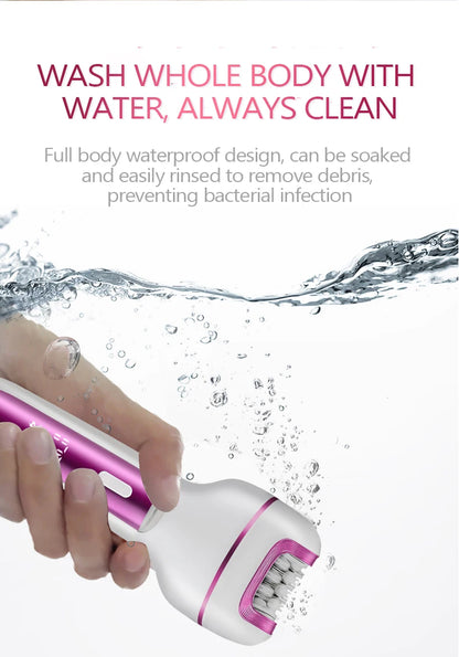Épilateur Électrique 3-en-1 Rechargeable pour Femme – Rasoir Visage, Corps et Bikini avec Lime Anti-Callosités