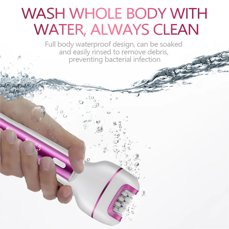 Épilateur Électrique 3-en-1 Rechargeable pour Femme – Rasoir Visage, Corps et Bikini avec Lime Anti-Callosités