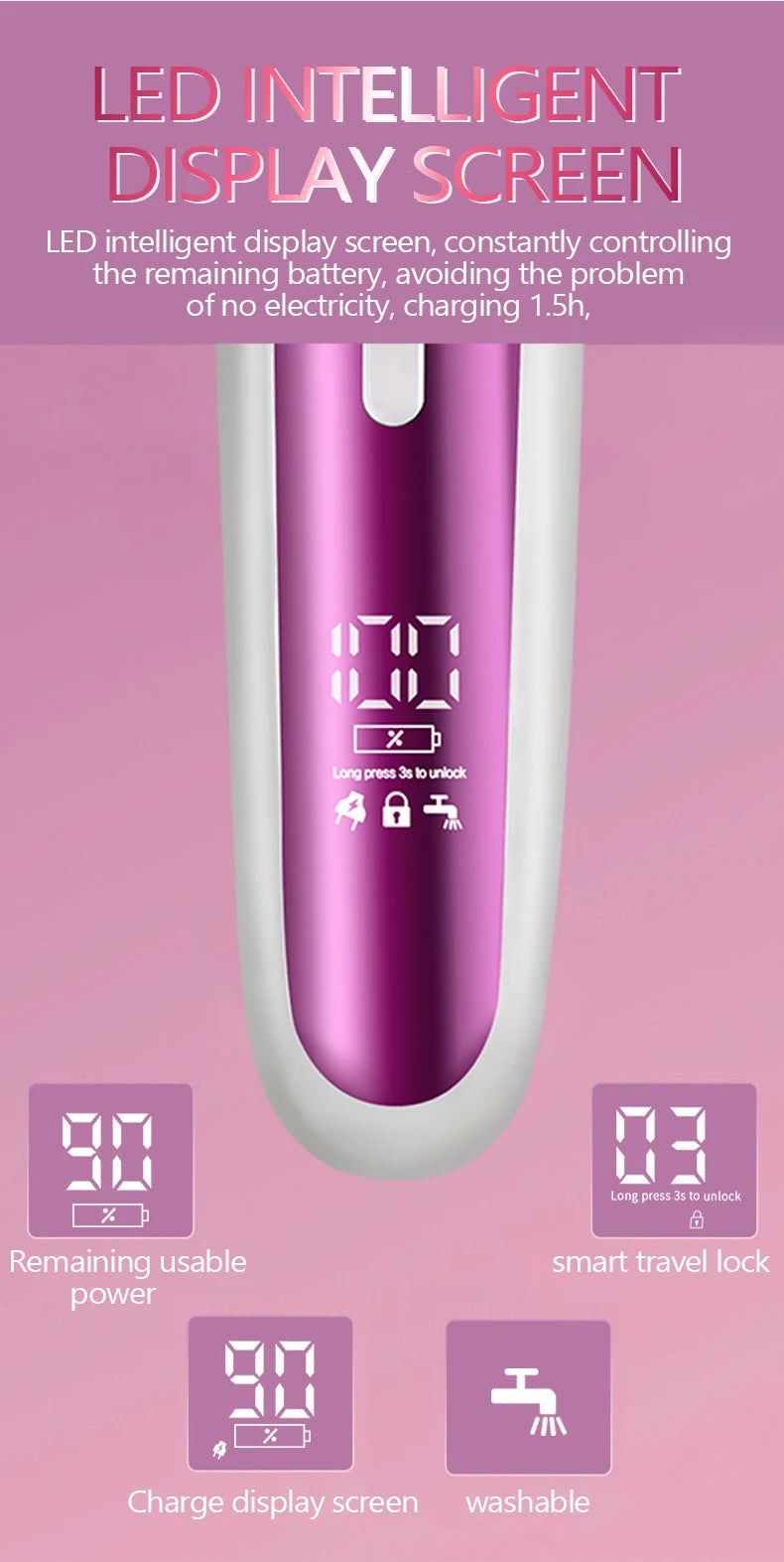 Épilateur Électrique 3-en-1 Rechargeable pour Femme – Rasoir Visage, Corps et Bikini avec Lime Anti-Callosités